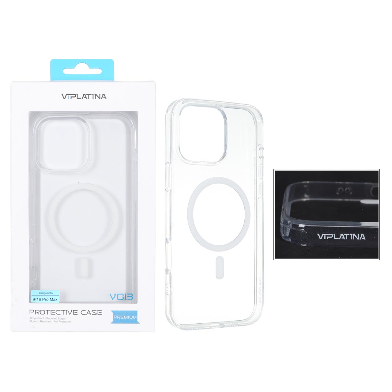 قاب اورجینال VIPLATINA پشت سخت MagSafe شفاف Apple iPhone 16 Pro Max (پک دار)